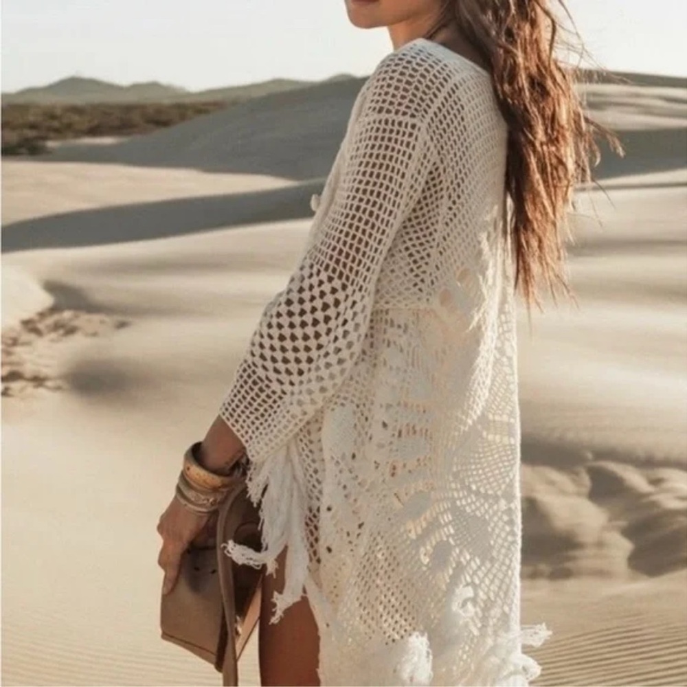 Spell & the Gypsy Mandala Crochet Cardigan Ivory Never Worn Vintage Rare - Picture 6 of 12